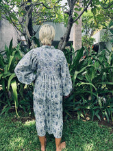 Load image into Gallery viewer, Beautiful and bold. For a statement every day dress Maribel will turn heads. Woke up in a funk? Slip this glorious number on and feel your colourful personality take its rightful place. 100% cotton. Block printed by hand.