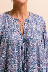 The Shell Dress in Blue Paisley