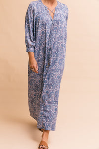 The Shell Dress in Blue Paisley