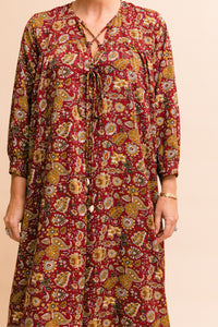 The Shell Dress in Burgundy Paisley
