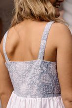 Load image into Gallery viewer, Francesca&#39;s flattering bodice has been created to flatter a small bust or large, with a subtle block print, kantha stitching and appliqué. The double layer of cotton is cool to wear and adds a beautiful balance to this unique silhouette. 